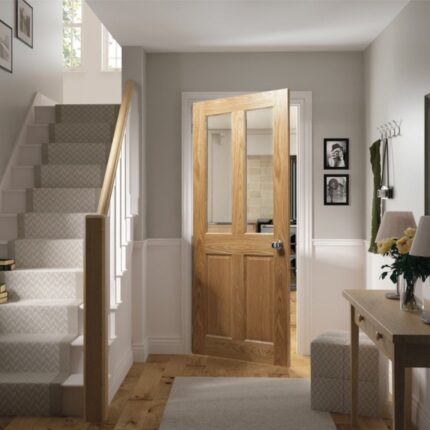 NM4GF/DX Internal Oak Fully Finished Bury 2P 2L Clear Fire Rated Glass FD30 Fire Door