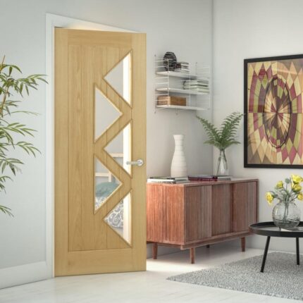 ELYGXFSC Internal Oak Fully Finished Ely 1P 5L Clear Glass Door