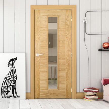 UK16CGXFSC Internal Oak Fully Finished Seville 7P 1L Clear Glass Door
