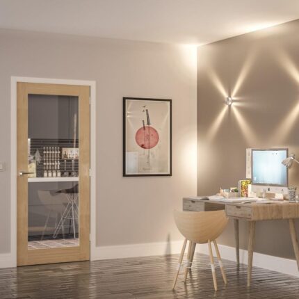 Internal Oak Unfinished Walden 1L Frosted Glass Door