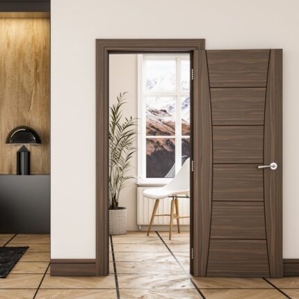 PAMPF/DWXFSC Internal Walnut Fully Finished Pamplona 6P FD30 Fire Door