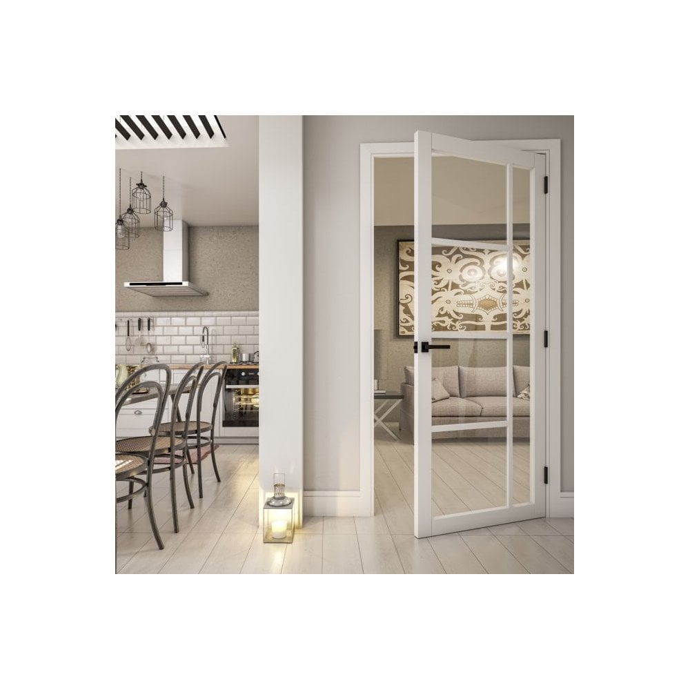 Internal White Primed Brixton 5L Clear Glass Door (BRIGWHP)