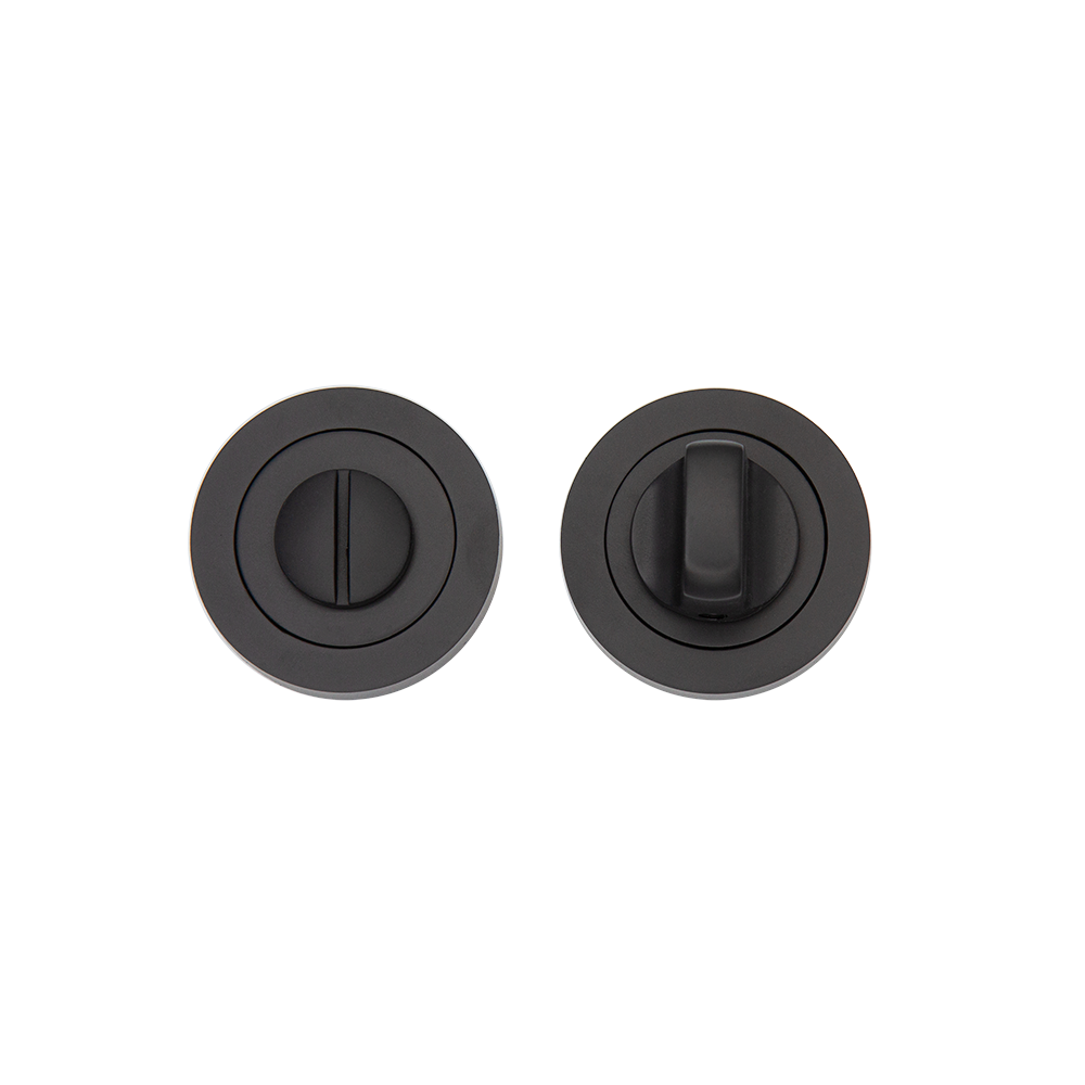Round thumb turns matt black