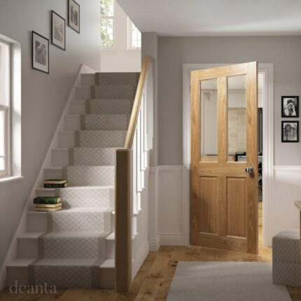 NM4GBXFSC Internal Oak Fully Finished Bury 2P 2L Bevelled Clear Glass Door