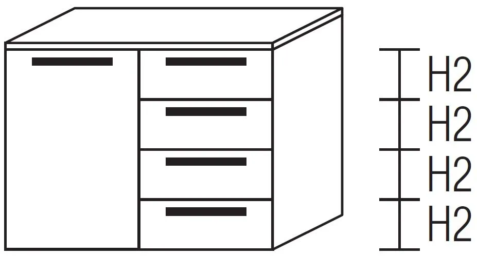 Nolte Akaro Imitation Macadamia Watnut and Perla Chest - 1 Door 4 Drawer-