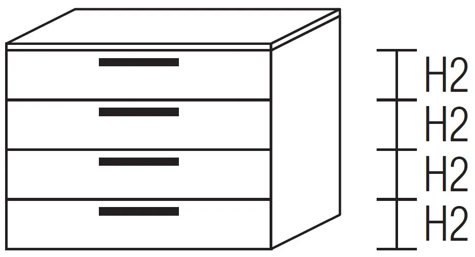 Nolte Akaro Imitation Sonoma Oak with Gloss White Chest with Shelf Unit - 4 Drawer-