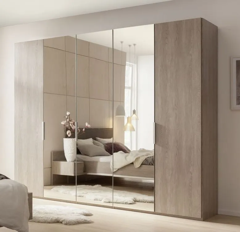 Nolte Concept Me 200 Imitation Sonoma Oak 5 Door Folding Panorama Wardrobe with 3 Mirror Front - 250cm