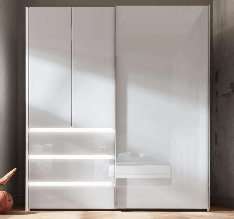 Nolte Concept Me 320 Polar White 2 Hinged Door and 1 Sliding Door Combi Wardrobe with 3 Drawers - 200cm