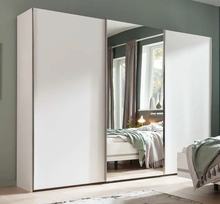 Nolte Savena Polar White 3 Door Sliding Wardrobe with 1 Mirror Front - 300cm