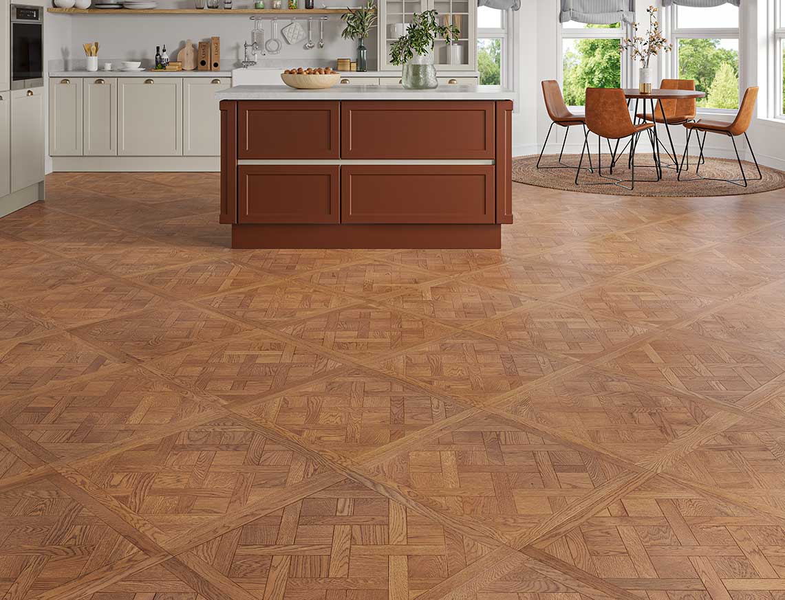 600mm x 600mm 14/3mm Golden Oak Oak Brushed & Oiled Versailles Engineered Wood Flooring